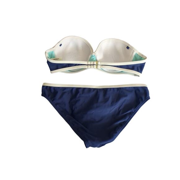 Arizona Woman's Size Sm/Md 2 Piece Swimsuit Bikini Blue Pink Teal White - Picture 2 of 4